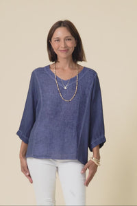 Ziola Blue Linen Cotton Top