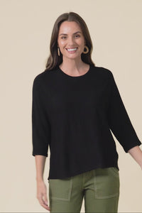 Bianca Black Scoop Neck Knit Top