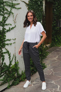 Ponny White Linen Blend Button Top