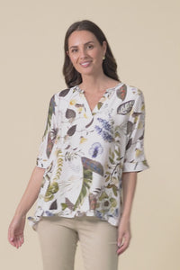 Jamilah Green Garden V Neck Top,Video
