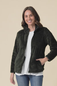 Ackerley Dark Green Faux Fur Jacket