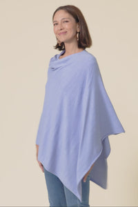 Amy Blue Wool Blend Poncho