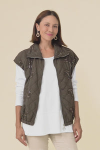 Kaylani Chocolate Sequin Quilted Vest