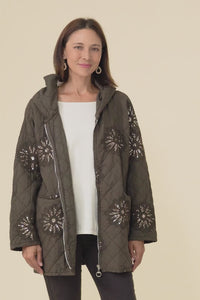 Mintaro Chocolate Sequin Quilted Jacket