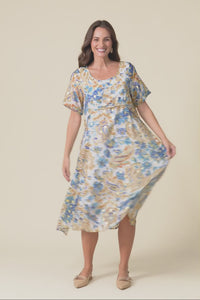 Darling Blue Paisley Foil Crescent Dress