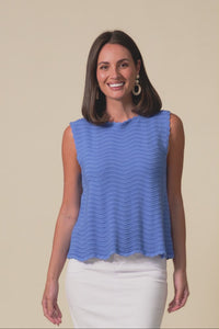 Aviva Blue Stripe Cotton Knit Tank