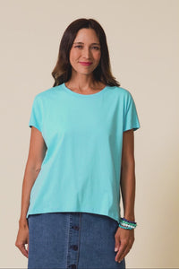 Abbi Turquoise Cotton Tee