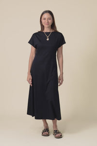 Lottie Black Cotton Boatneck Dress,Video