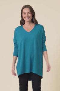 Piper Teal V Neck Knit Jumper