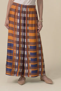 Lattice Orange Check Wide Leg Pants,Video