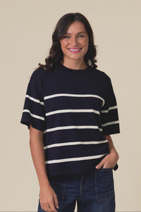 Bailey Navy Stripe Boxy Sweat