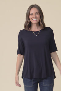 Buttery Navy Half Sleeve Top