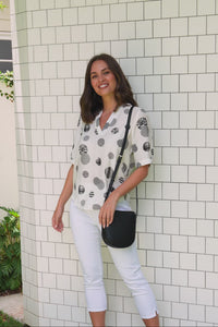 Breigh White Spot V Neck Top