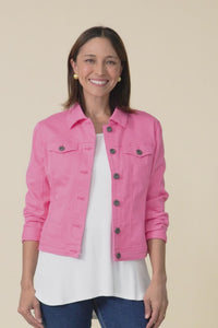 Danielle Hot Pink Stretch Jean Jacket,Video