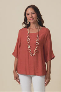 Selena Rust 3/4 Sleeve Top
