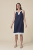 Cecilia Navy Contrast Linen Dress,video