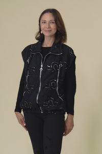 Kaylani Black Sequin Quilted Vest,Video