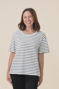 Relax Black Stripe Cotton Tee,Video