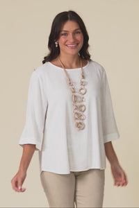 Ophelia Cream Scoop Neck Top