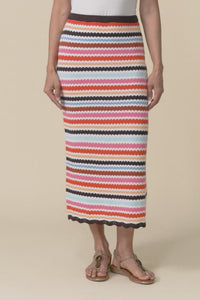Retro Multi Stripe Cotton Knit Skirt,Video