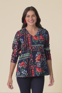 Miki Navy Floral Top