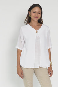 Yasmin White Layered Button Top