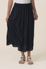 Flair Navy Linen Blend Shirred Skirt,Video