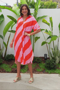 Kazi Pink Stripe Shirt Dress