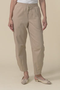 Andy Beige Cotton Barrel Pants,Video