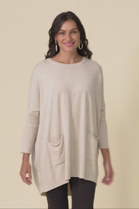 Helsinki Beige Knit Pocket Jumper