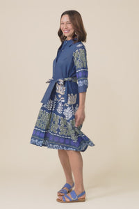 Sigrid Navy Motif Organic Cotton Tie Dress,Video