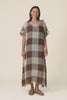 Galene Chocolate Check Linen Dress,Video