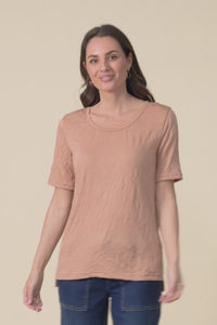 Travel No-Iron Rust Scoop Neck Top,video
