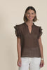 Alannah Chocolate Cotton Button Top,Video