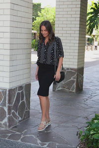 Whitney Black Bamboo Tube Skirt,Brunette model,alt text|model:MJ