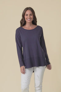 Fundamental Navy Cotton Rib Sleeved Top,Video