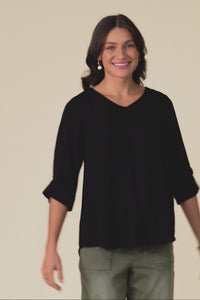 Gomez Black Button Top