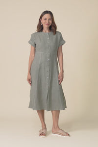 Fenton Sage Linen Button Dress,Video