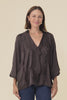 Trove Chocolate Silk Ruffle Top