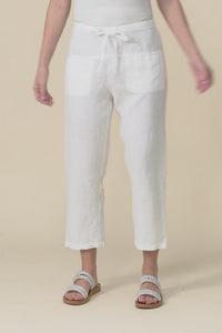 Oman White Linen Drawstring Pants,Video