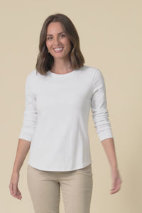 Porter White Cotton Long Sleeve Top