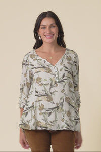 Ramirez Beige Flower Button Top