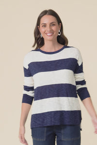 Natasha Dark Navy Stripe Knit Top