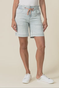 Lizzy Light Blue Denim Drawstring Shorts