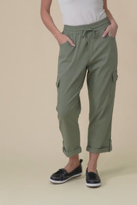 Cindy Sage Denim Cargo Pants,Video