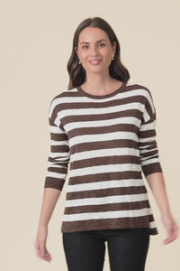 Natasha Chocolate Stripe Knit Top