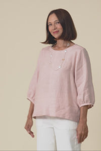 Addie Blush Linen Sleeved Top