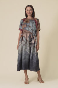 Palisades Mocha Floral Silk Dress