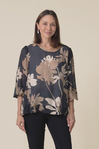 Lenah Black Floral Sleeved Top,Video
