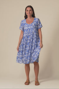 Alysse Blue Floral Pocket Dress